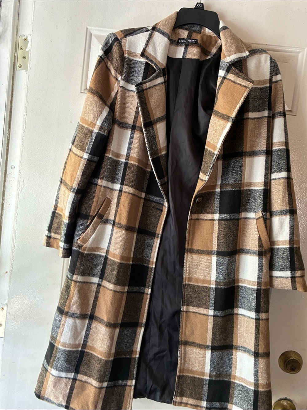 SHEIN Camel, Black & White Shacket